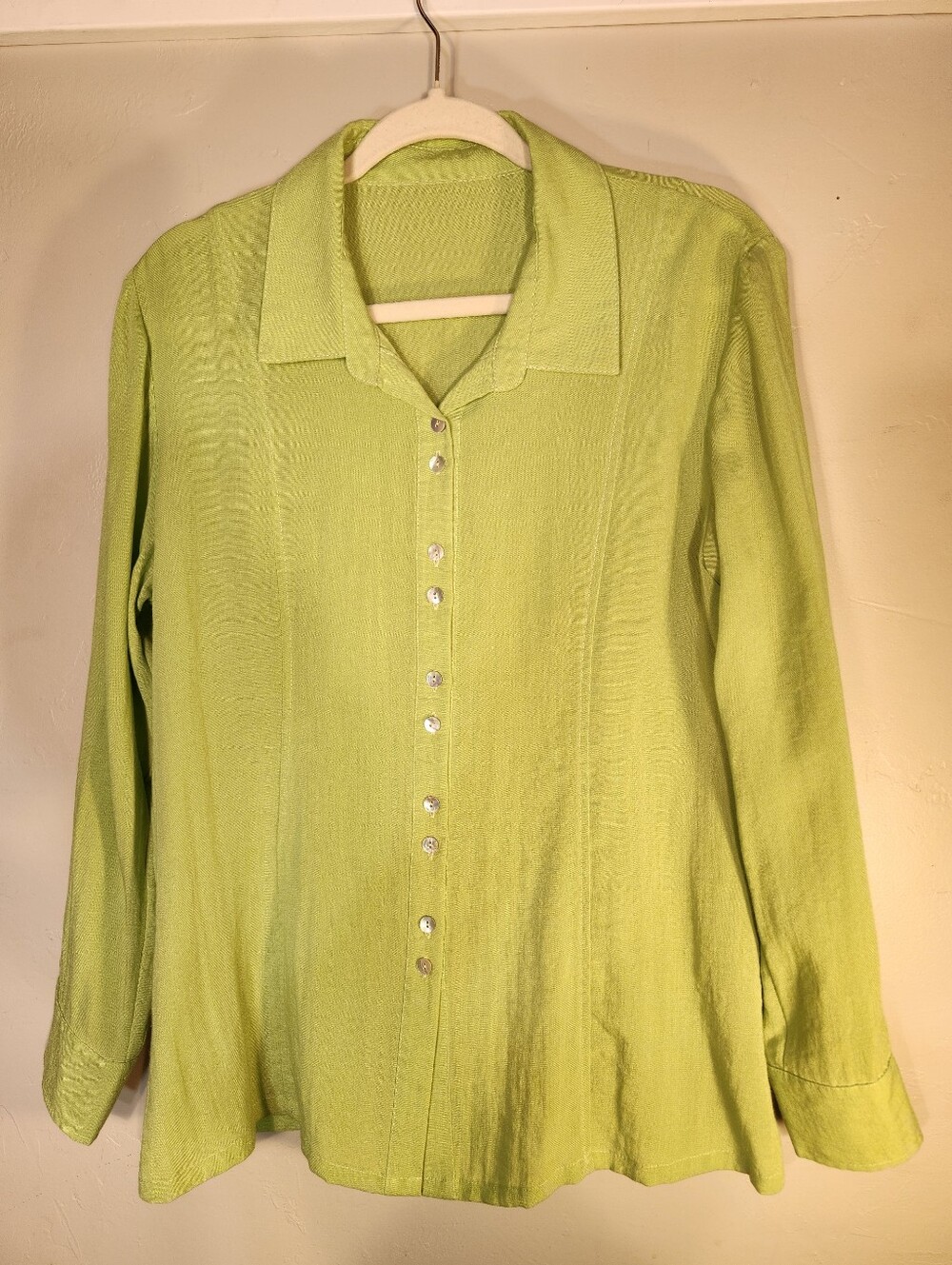 Fridaze Bright Lime Button-Down Collared Shirt Side Pockets